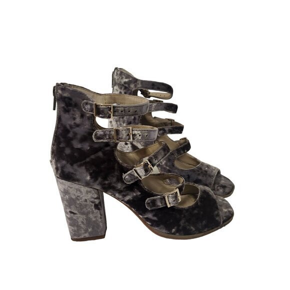 Seychelles Anthropologie Kayak Crushed Velvet Peep Toe Heels Womens Shoes Sz 7.5 - Picture 1 of 16
